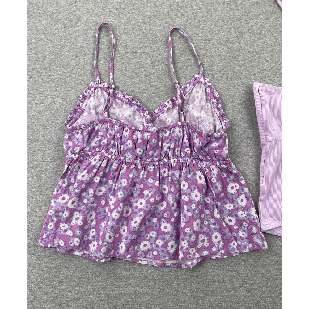 Lot of 2 Nordstrom Tank Tops XS Purple Floral Babydoll & Rib Knit Bodysuit - Picture 4 of 16